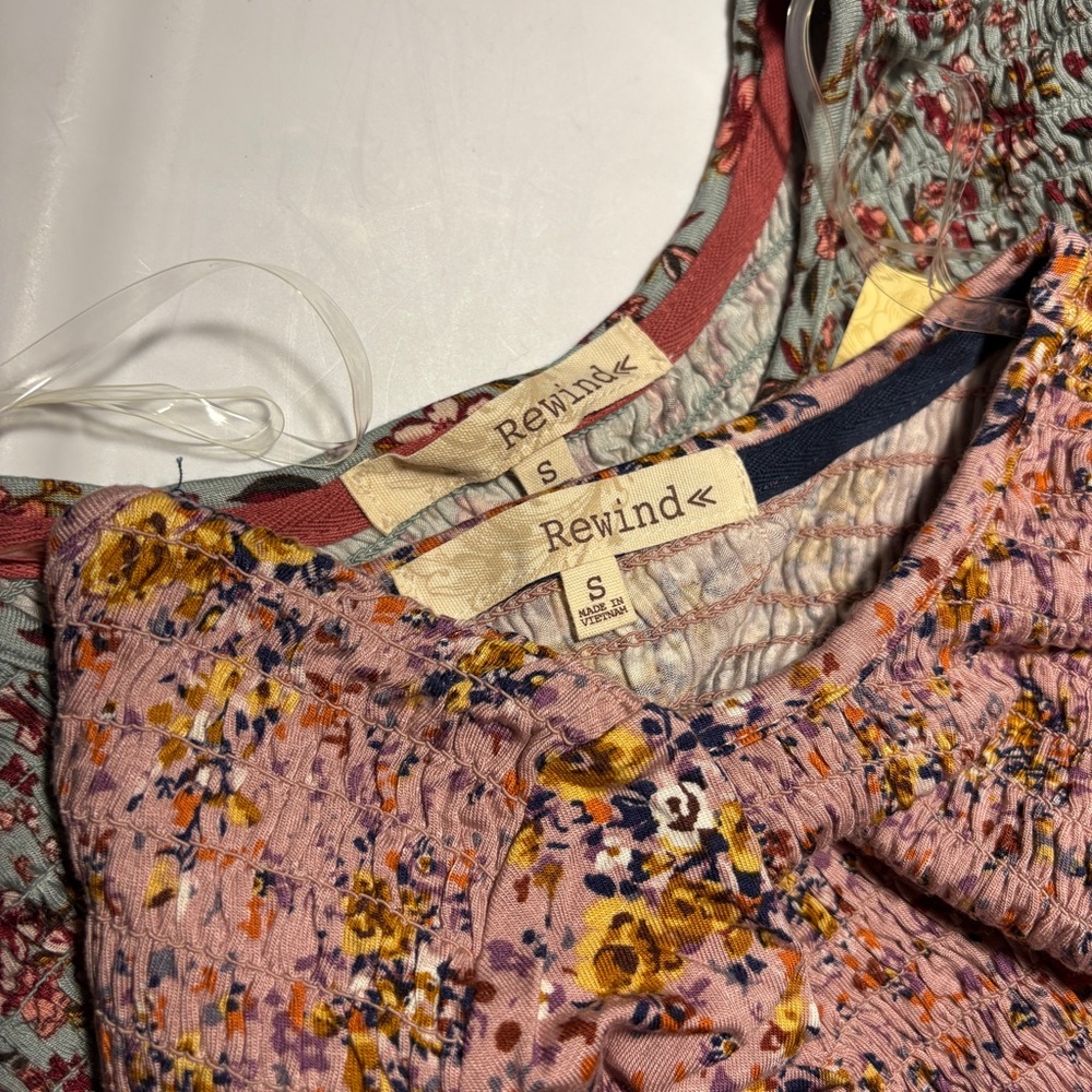 NWT Rewind Set of 2 Floral Babydoll Tops w/ Lace Trim - Picture 7 of 9